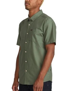 Men's Short Sleeve Oxford Button-Up Shirt - Olive Green